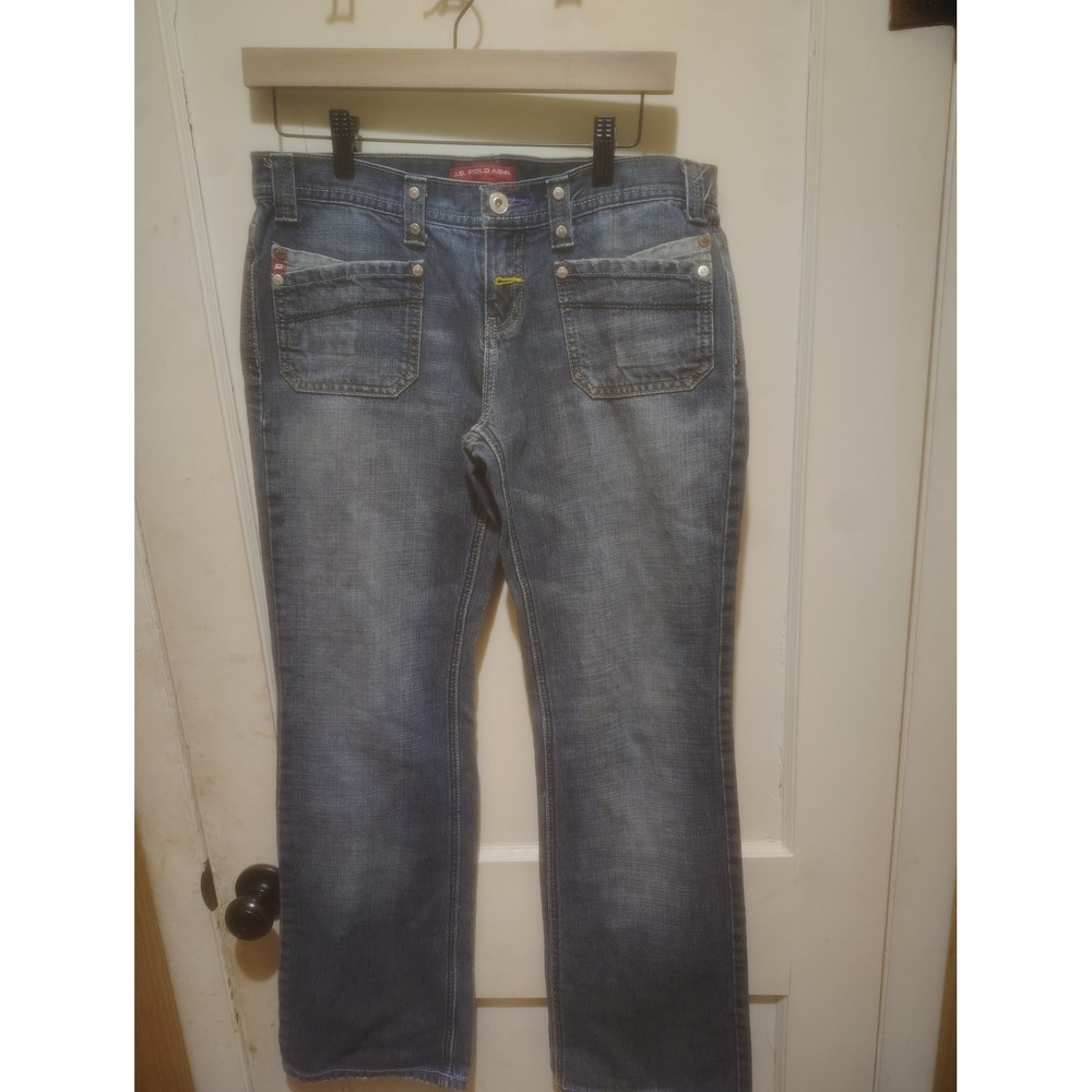 US Polo Assn Womens Jeans Size 9/10 Medium Wash Straight Leg Patch Pockets Denim